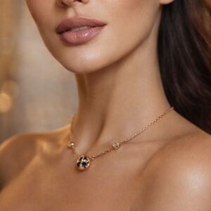 FOLLI FOLLIE GLASS CLOVER STATION NECKLACE GOLD PLATED MADE IN ITALY